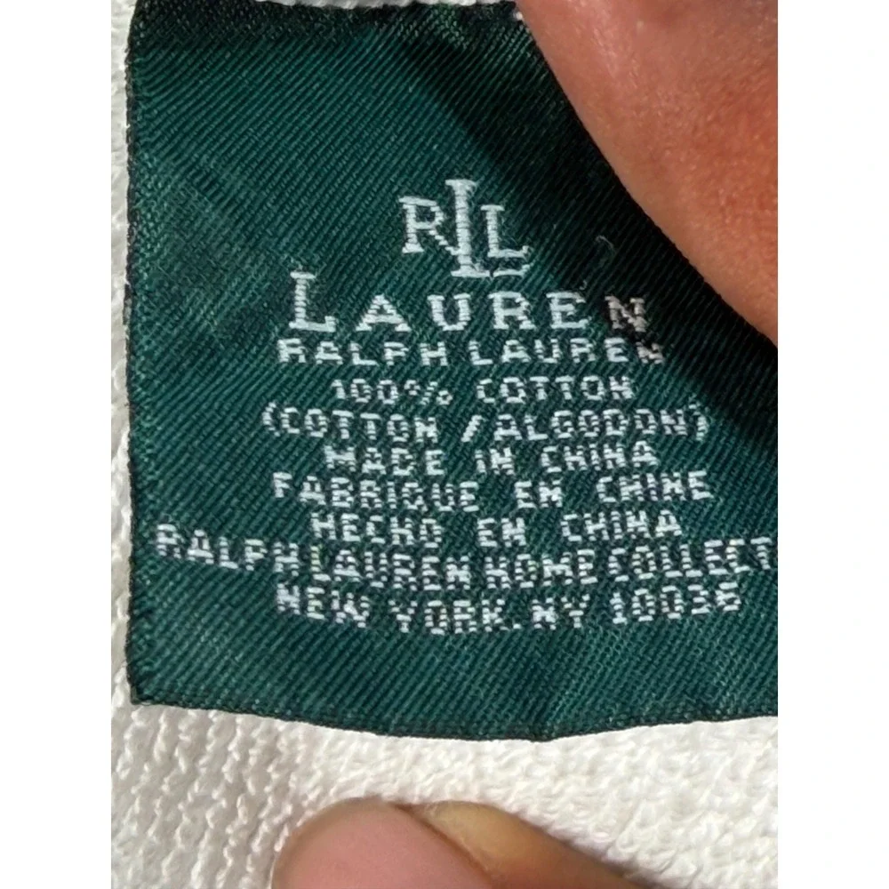 Ralph Lauren Polo Bear Beach Towel White Cotton Flag Sweater Vintage Home 35x60